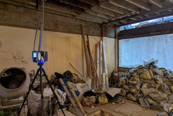 Laser scanning a potentially hazardous building site